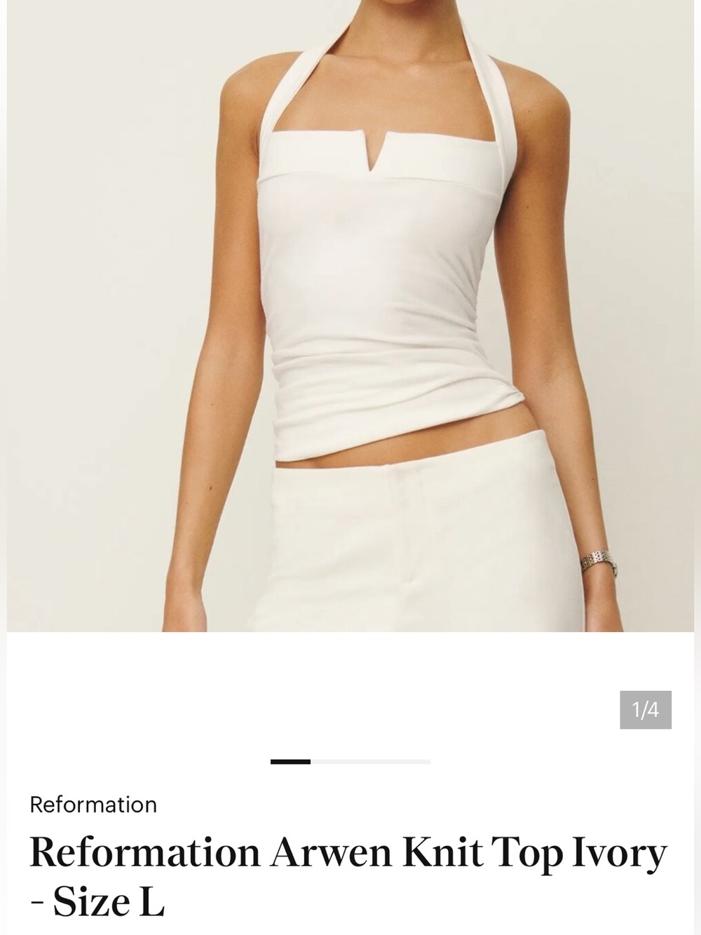 Reformation Ivory Halter Knit Top